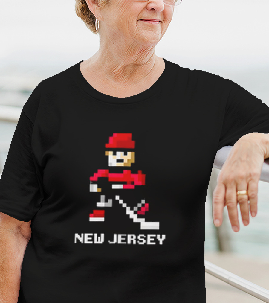 New Jersey Hockey Retro 8-Bit Pixel Art Player T-Shirt