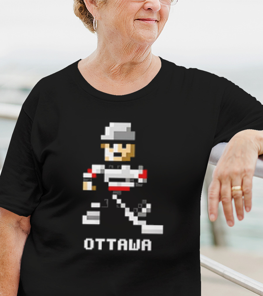 Ottawa 8-Bit Hockey Player Pixel T-Shirt