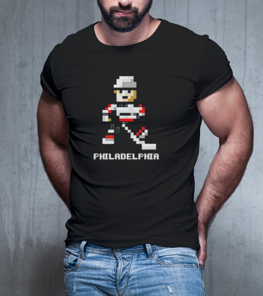 Philadelphia 8-Bit Hockey Pixel Art Player T-Shirt