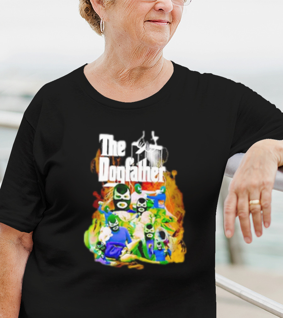 The Dogfather Powerfish Masked Characters In Colorful Scene T-Shirt