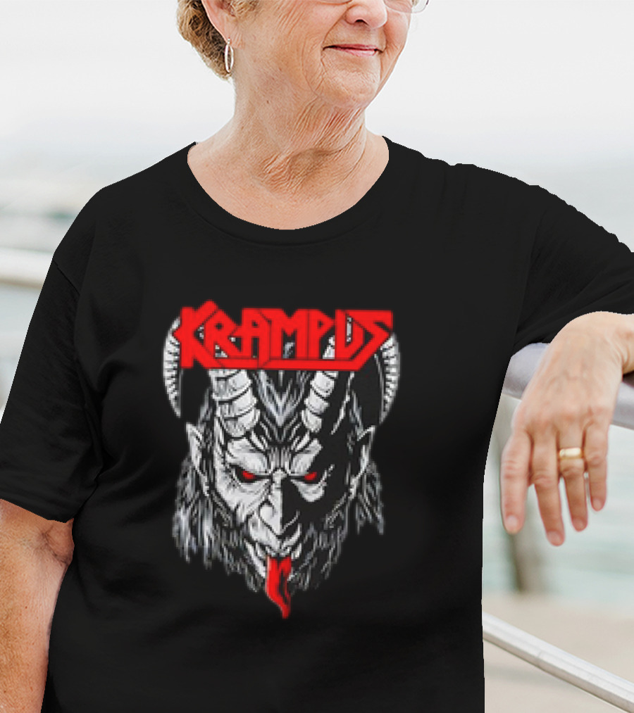 Scerry Krampus Christmas Krampus Horned Demon Face T-Shirt