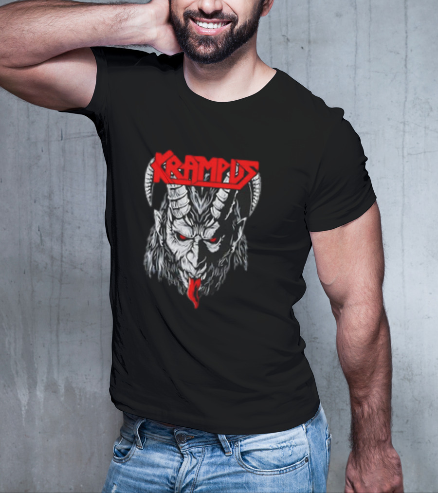 Scerry Krampus Christmas Krampus Horned Demon Face T-Shirt