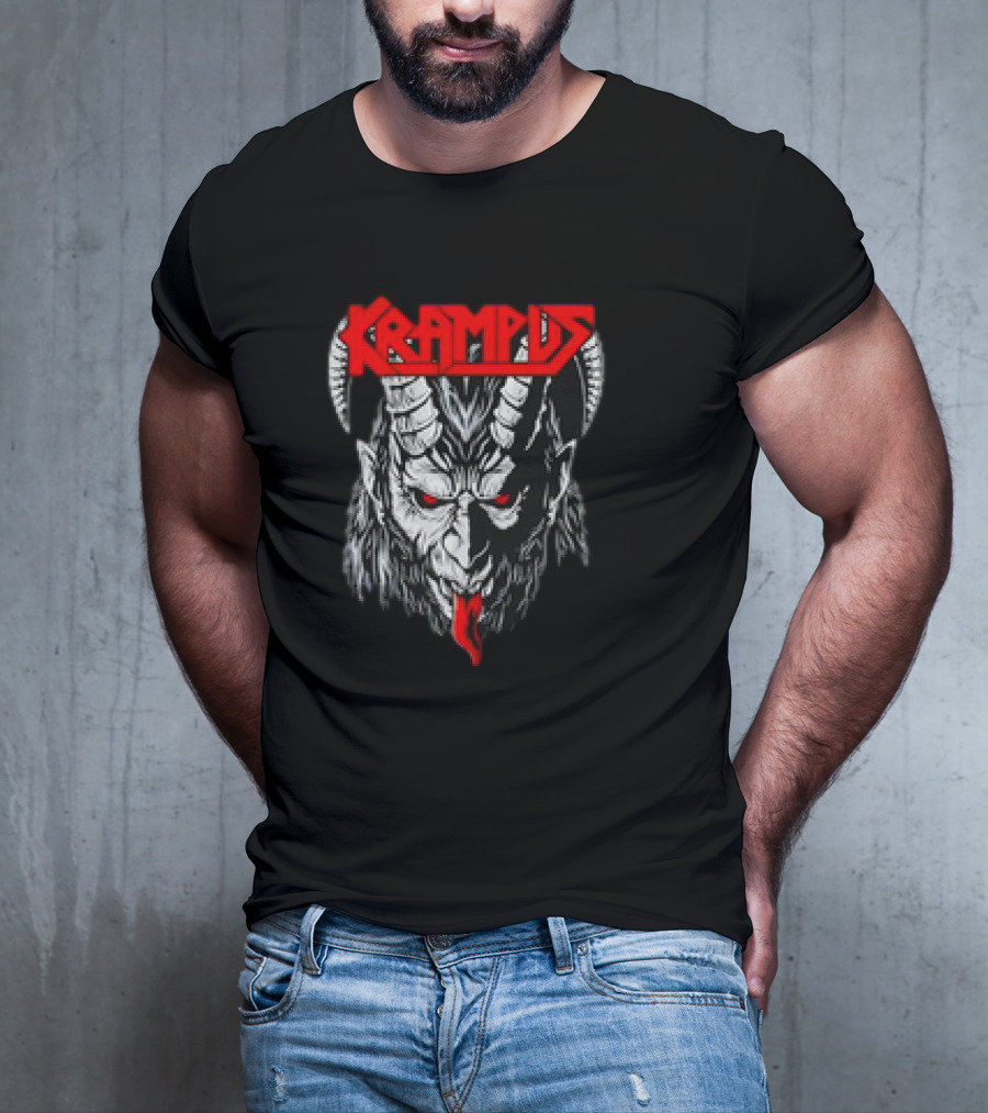 Scerry Krampus Christmas Krampus Horned Demon Face T-Shirt