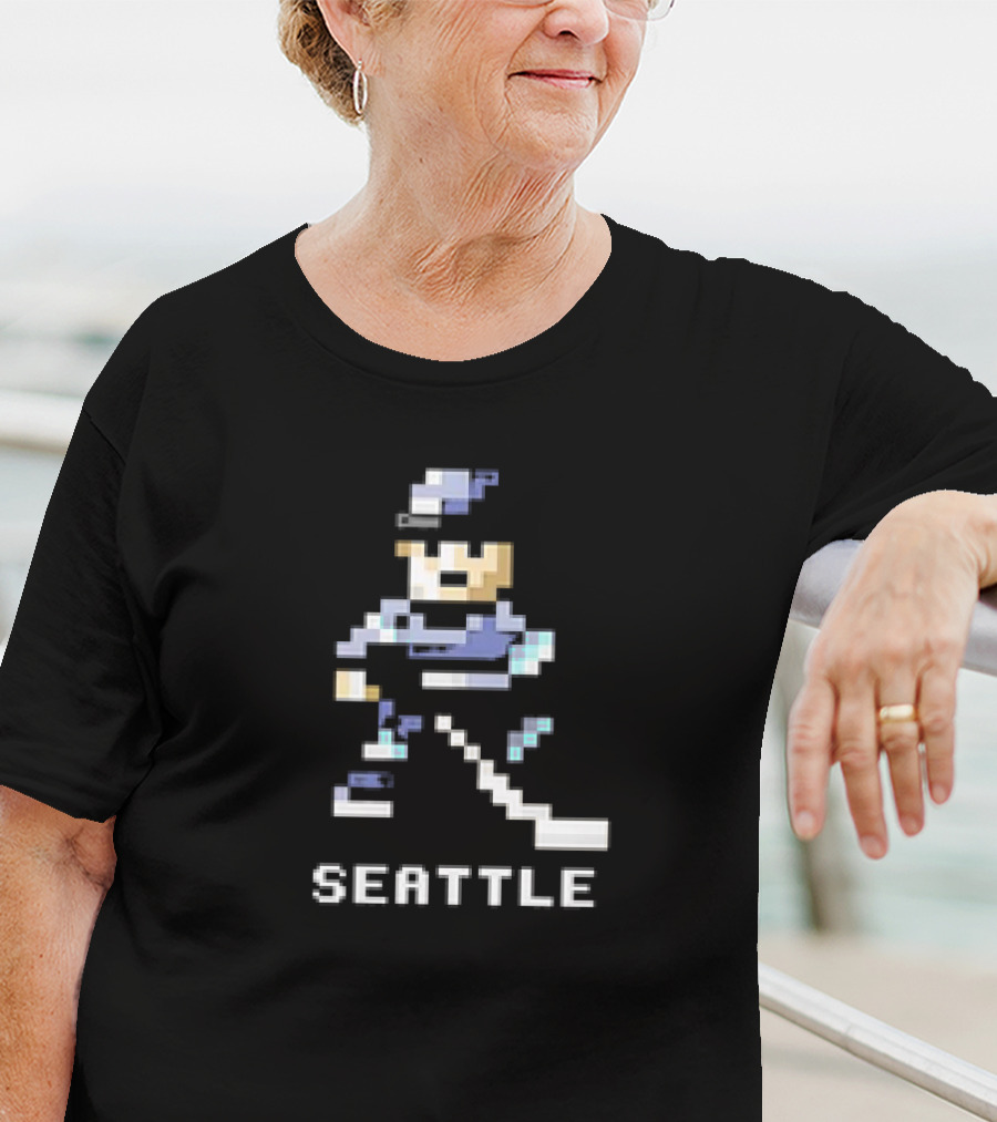 Seattle 8-Bit Hockey Pixel Art Player T-Shirt