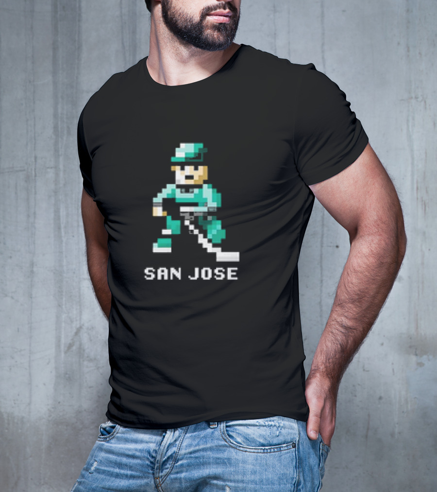San Jose Hockey 8 Bit Retro Pixel T-Shirt