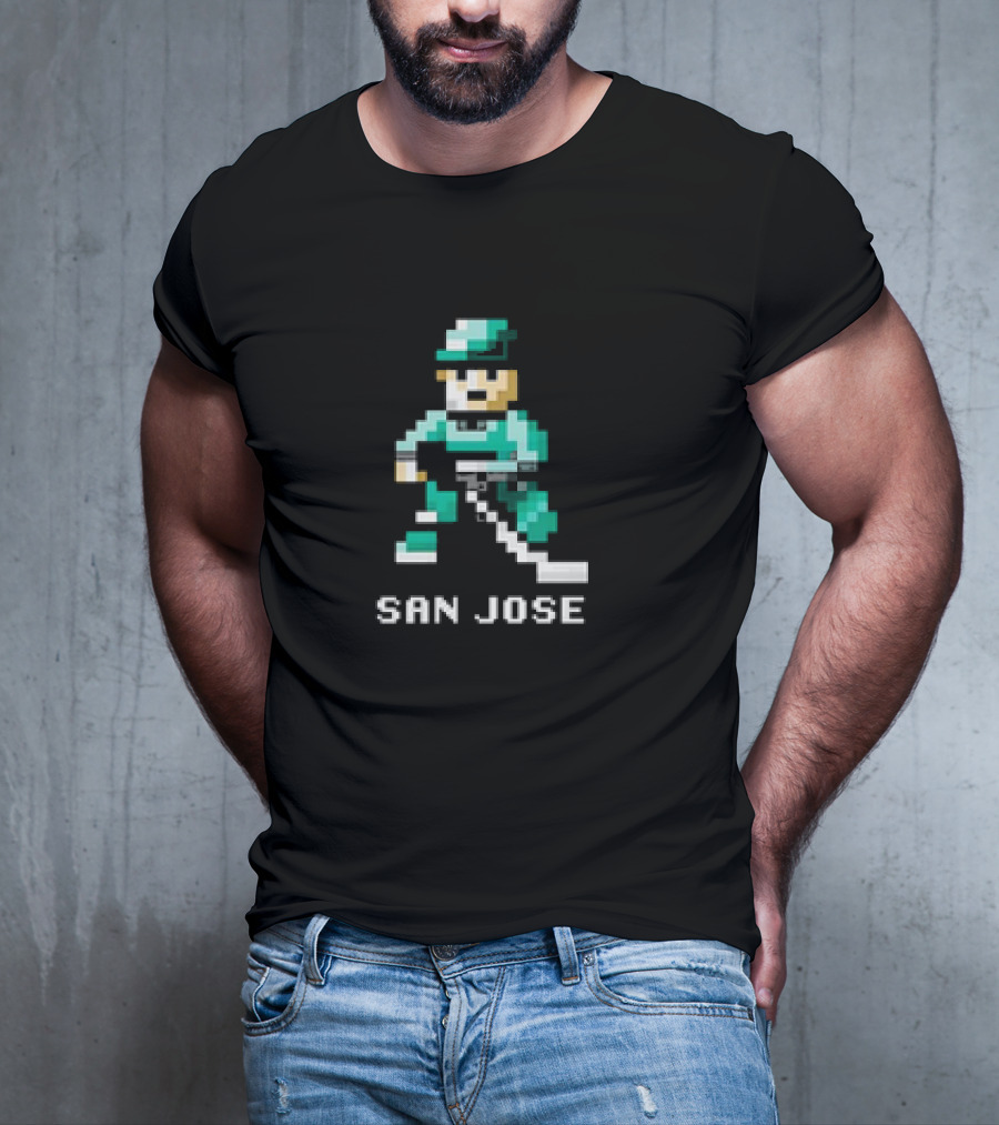 San Jose Hockey 8 Bit Retro Pixel T-Shirt
