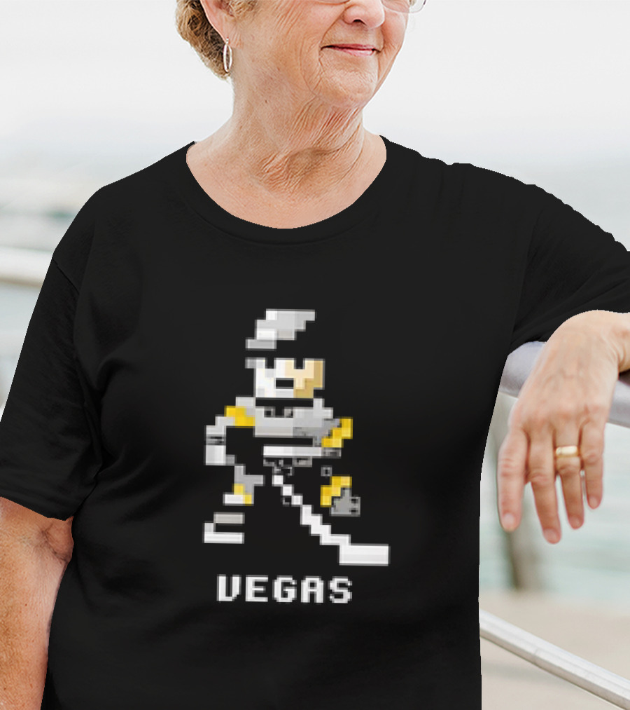 Vegas Retro Pixel Hockey Player T-Shirt