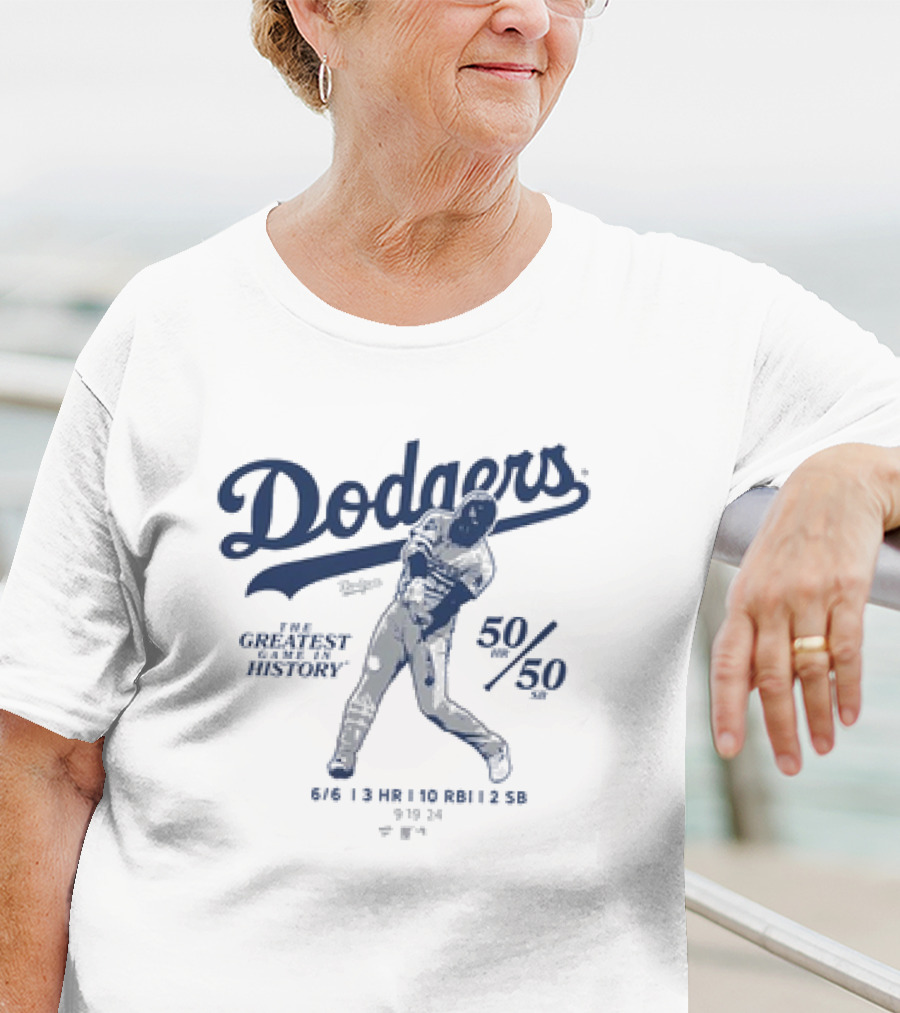 Dodgers The Greatest Game In History 50 HR 50 SB 6/6 3 HR 10 RBI 2 SB T-Shirt