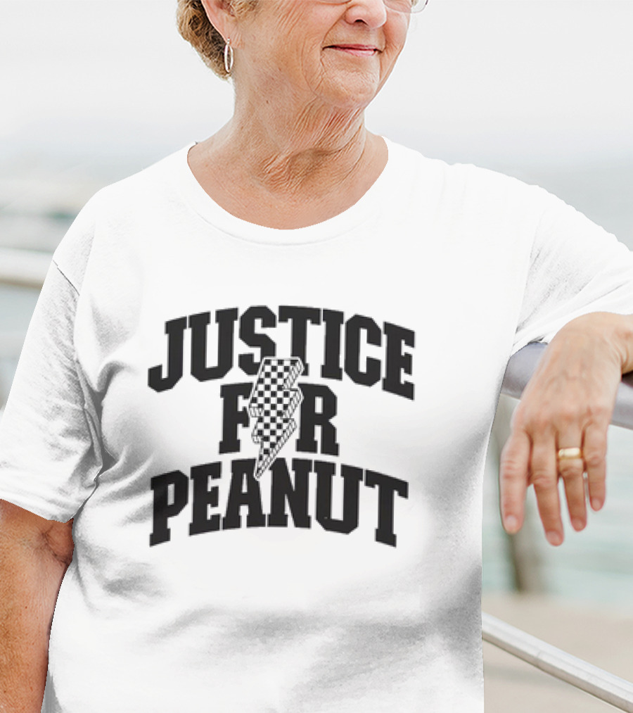 Justice For Peanut Animals Protection Movement With Checkered Bolt T-Shirt