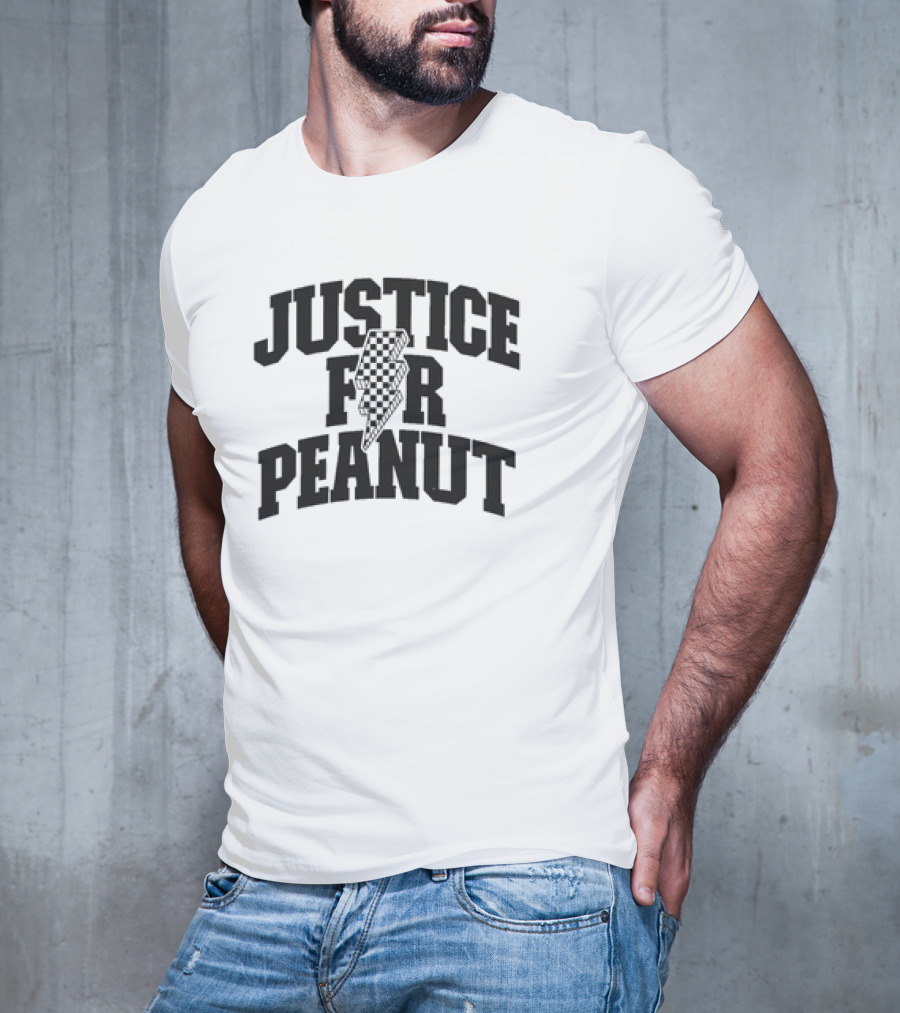 Justice For Peanut Animals Protection Movement With Checkered Bolt T-Shirt