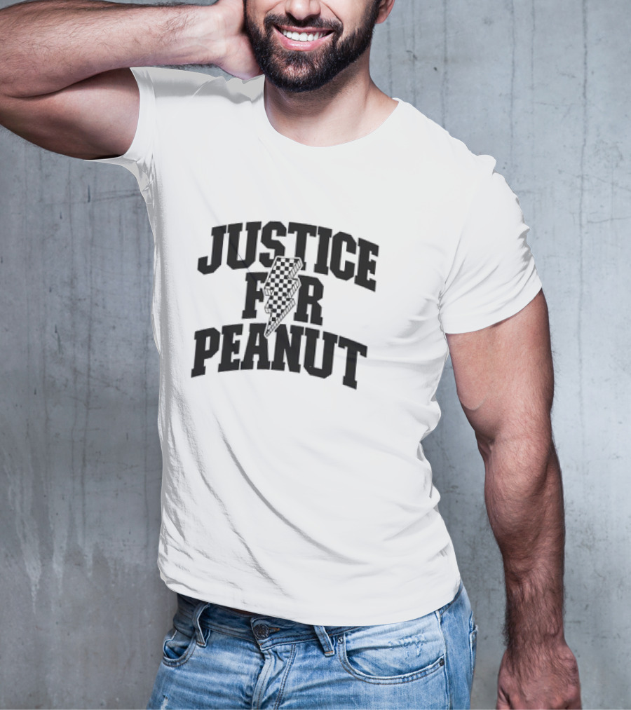 Justice For Peanut Animals Protection Movement With Checkered Bolt T-Shirt