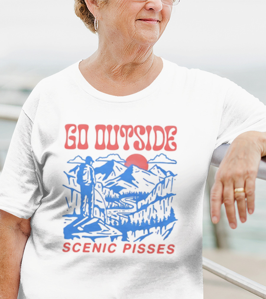 Go Outside Mountain Scenic Pisses T-Shirt
