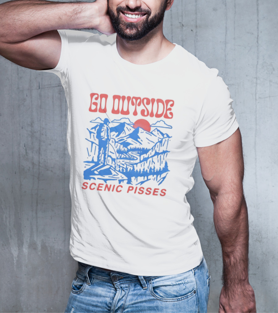 Go Outside Mountain Scenic Pisses T-Shirt