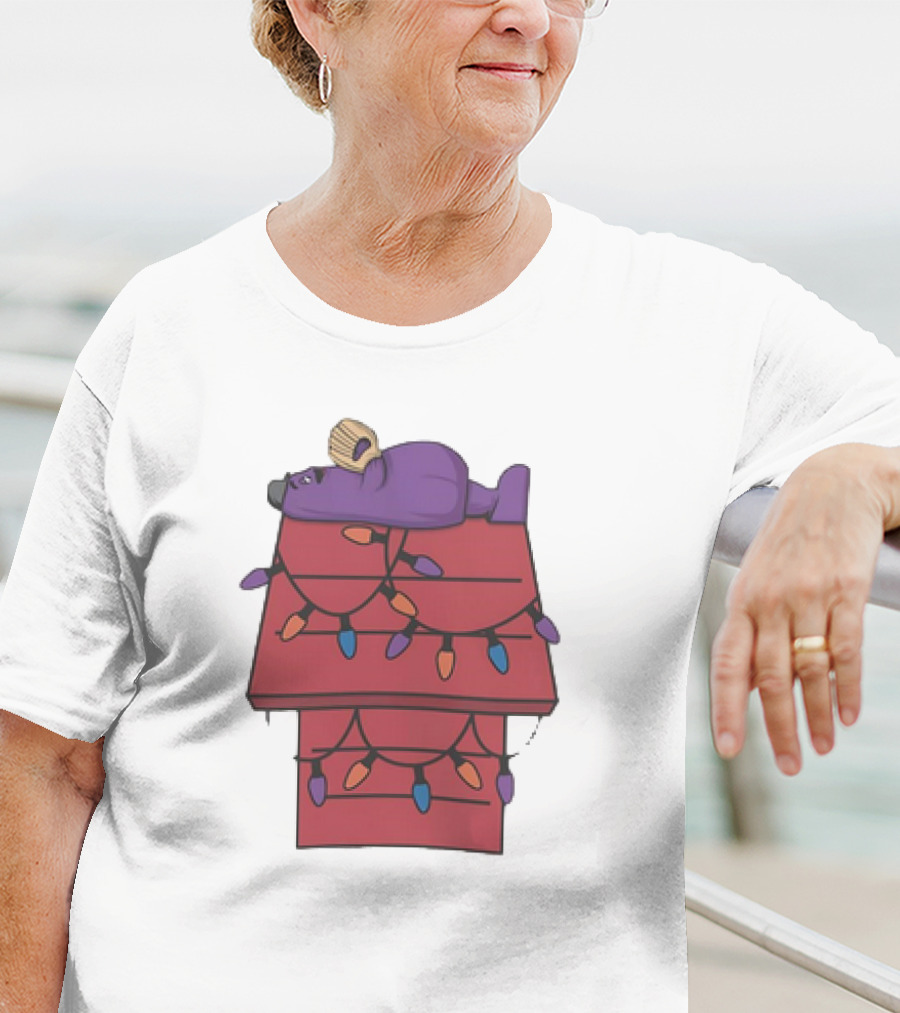 New York Mets Purple Mascot Holiday Lights Snoopy House Christmas T-Shirt