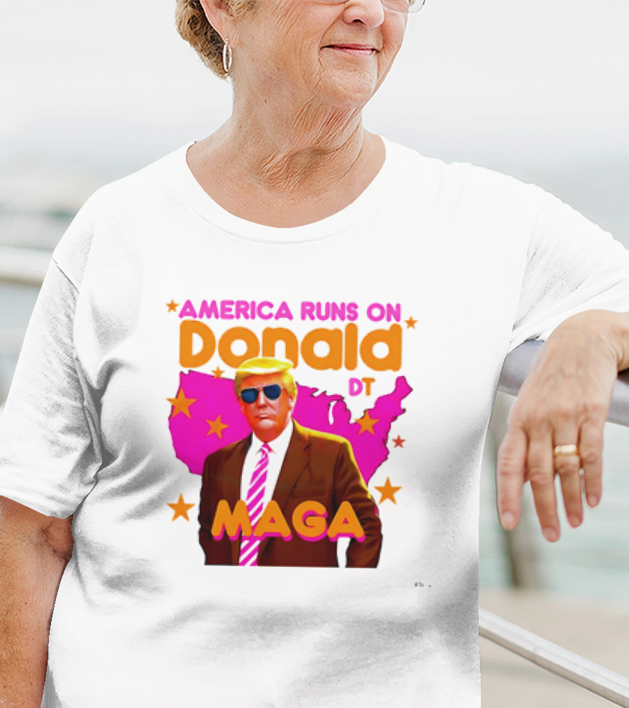 America Runs On Donald DT MAGA With Map And Stars T-Shirt
