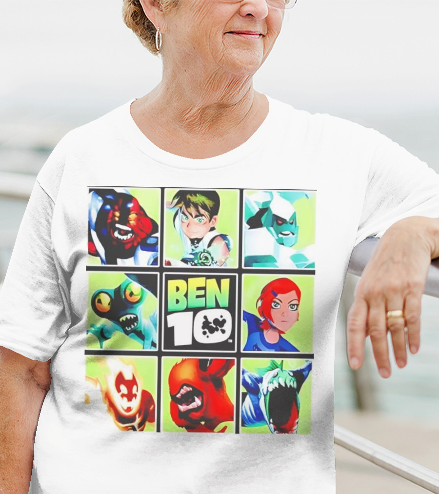 Ben 10 Alien Forms Panels Featuring Iconic Characters And Creatures T-Shirt