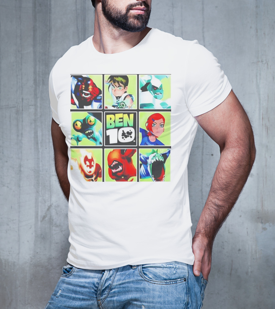 Ben 10 Alien Forms Panels Featuring Iconic Characters And Creatures T-Shirt