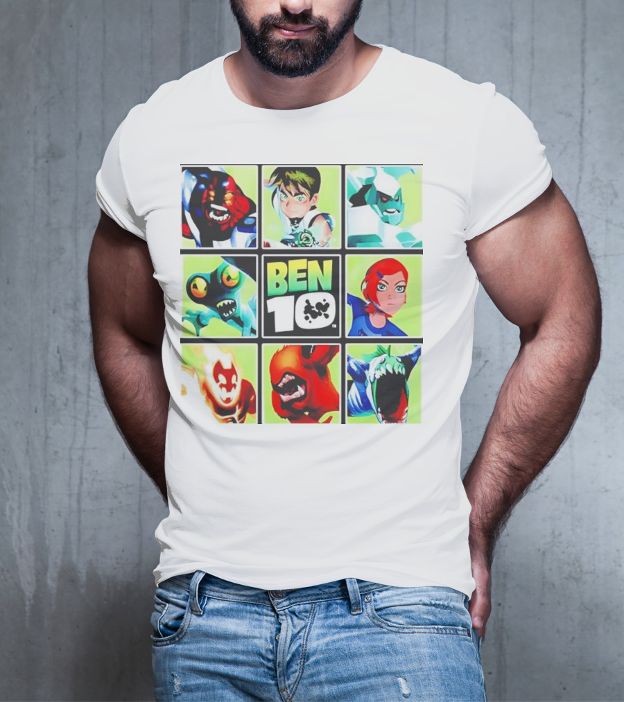 Ben 10 Alien Forms Panels Featuring Iconic Characters And Creatures T-Shirt