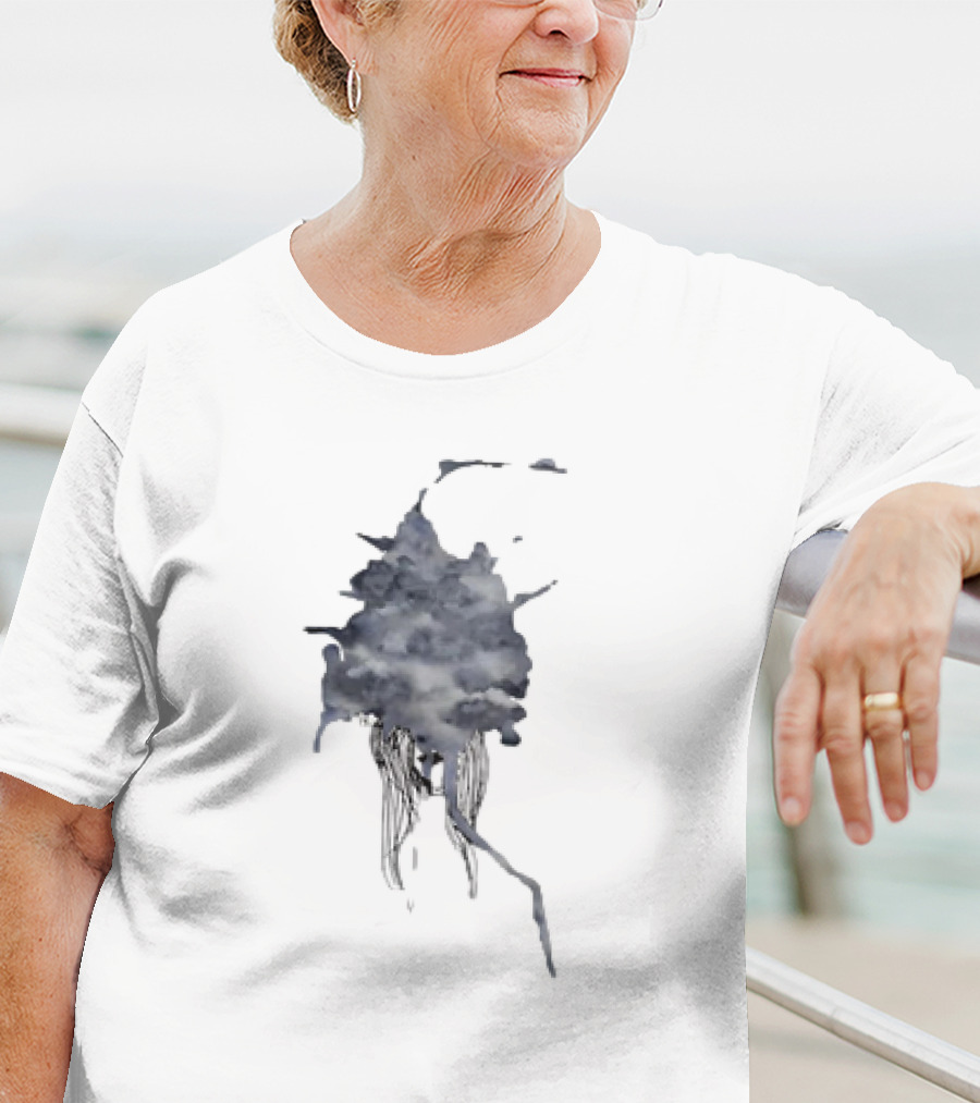 Clouded Classic Abstract Ink And Wash Sky Scene T-Shirt