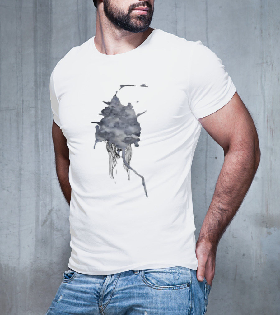 Clouded Classic Abstract Ink And Wash Sky Scene T-Shirt