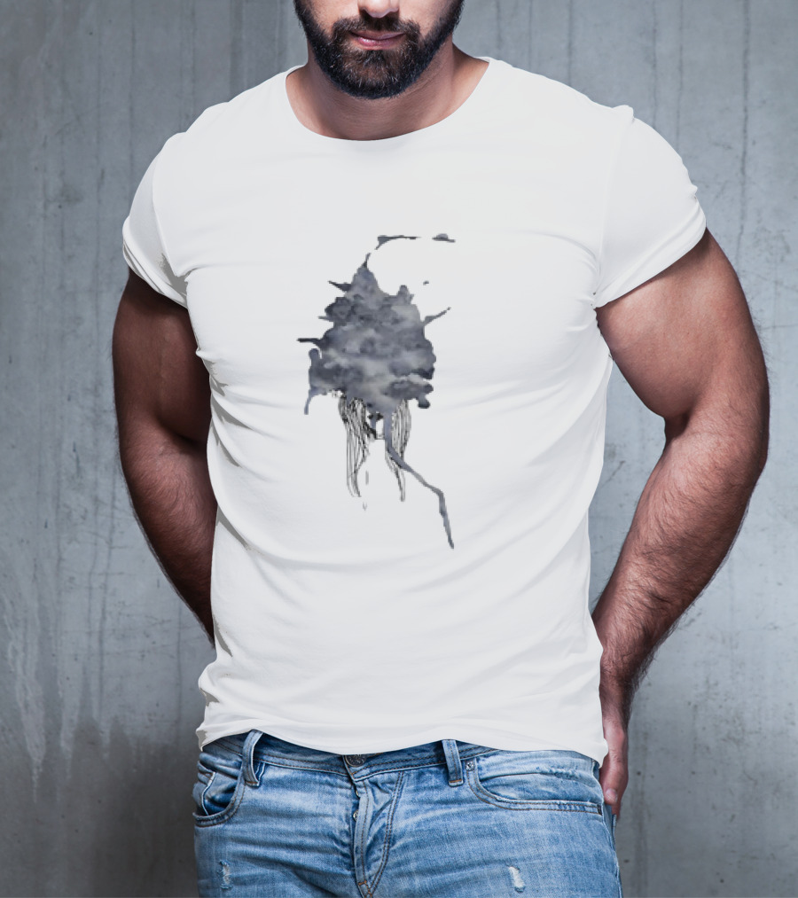 Clouded Classic Abstract Ink And Wash Sky Scene T-Shirt