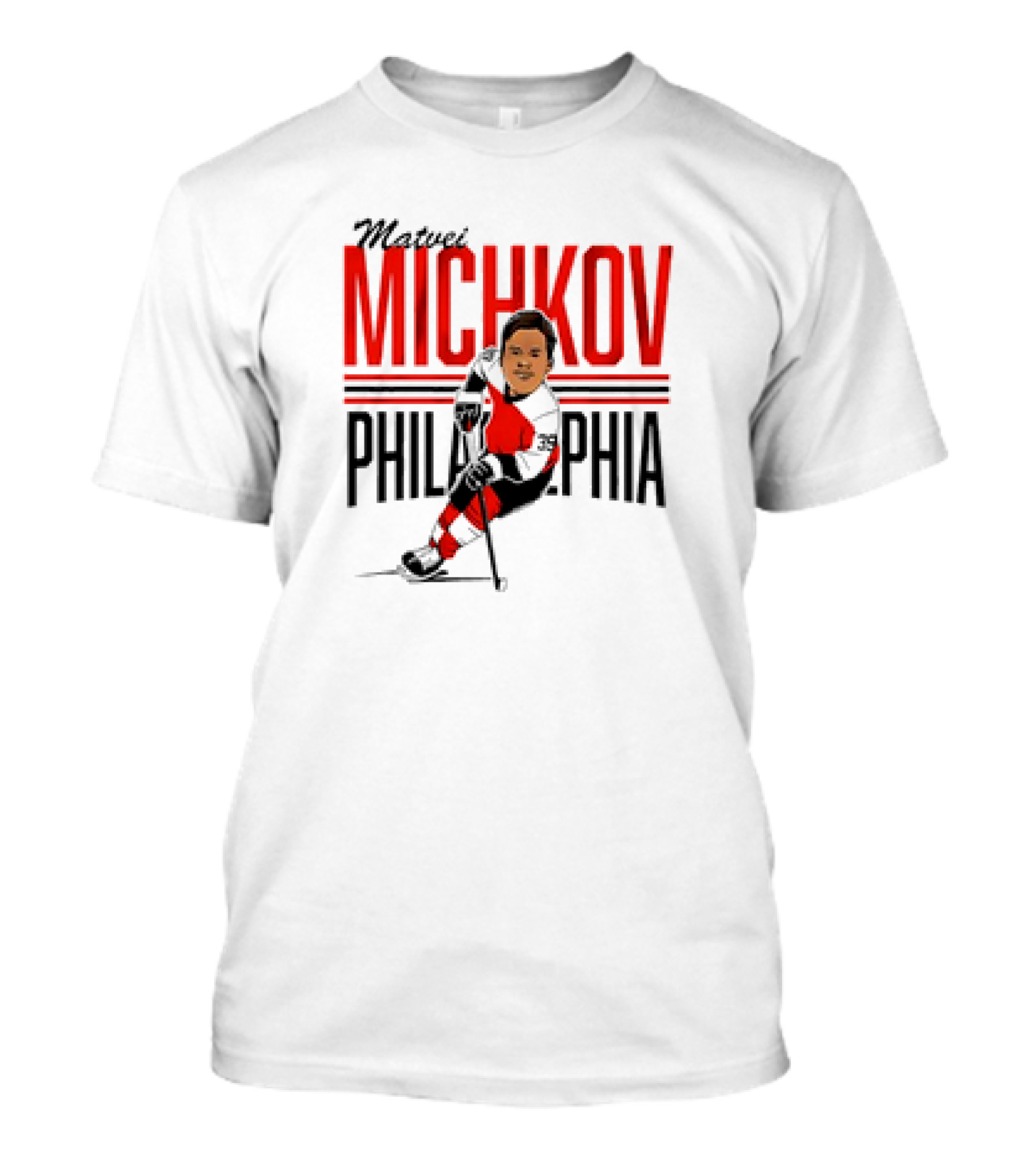 Matvei Michkov Philadelphia Center Ice NHLPA Hockey Caricature T-Shirt