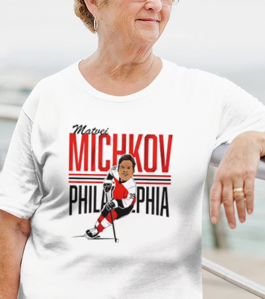 Matvei Michkov Philadelphia Center Ice NHLPA Hockey Caricature T-Shirt