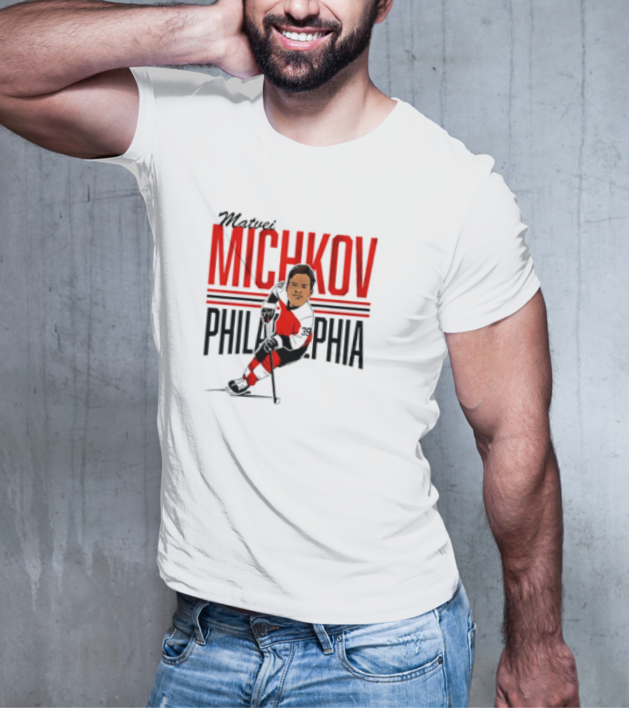 Matvei Michkov Philadelphia Center Ice NHLPA Hockey Caricature T-Shirt