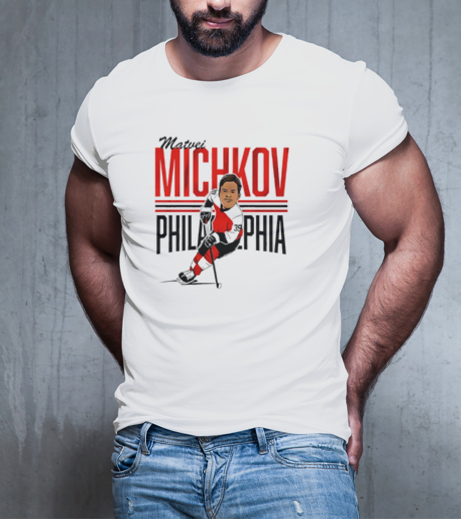 Matvei Michkov Philadelphia Center Ice NHLPA Hockey Caricature T-Shirt