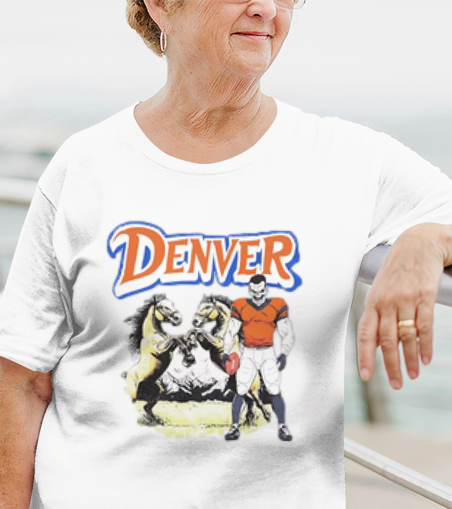 Denver Football American Team Sports Player With Horses T-Shirt