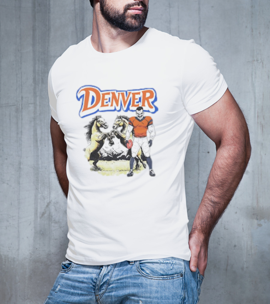 Denver Football American Team Sports Player With Horses T-Shirt