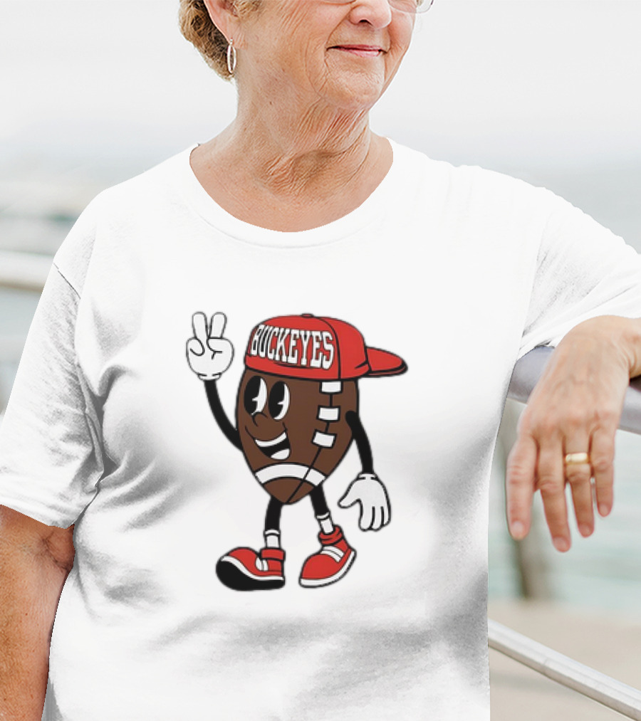 Ohio State Buckeyes Football Cartoon Mascot Peace Sign T-Shirt