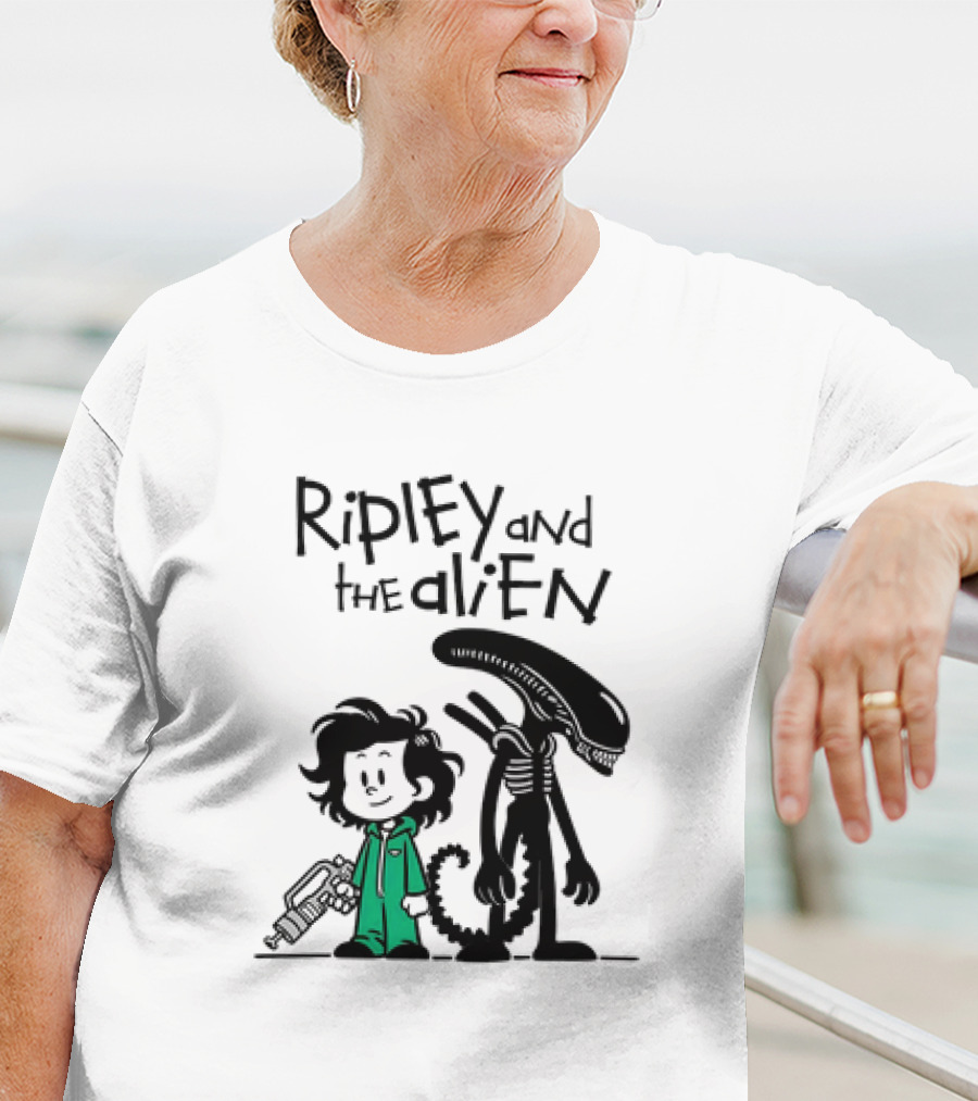 Ripley And The Alien Xenomorph Meets Calvin And Hobbes Mashup T-Shirt