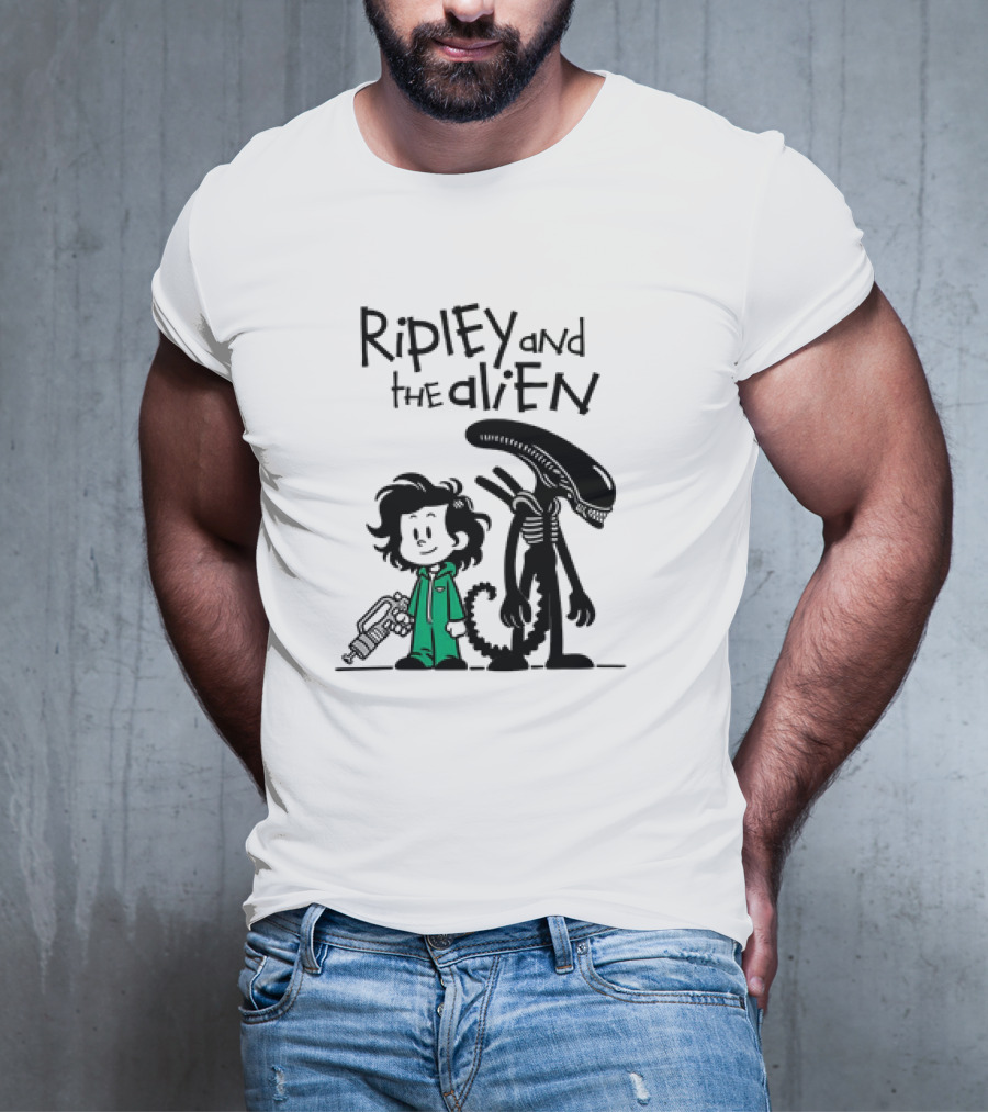 Ripley And The Alien Xenomorph Meets Calvin And Hobbes Mashup T-Shirt