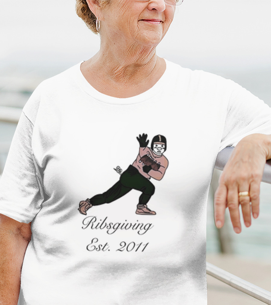 Green Pig Ribsgiving Est. 2011 Football Player T-Shirt
