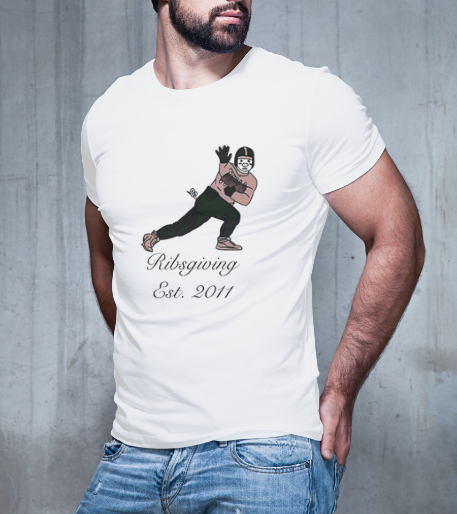 Green Pig Ribsgiving Est. 2011 Football Player T-Shirt