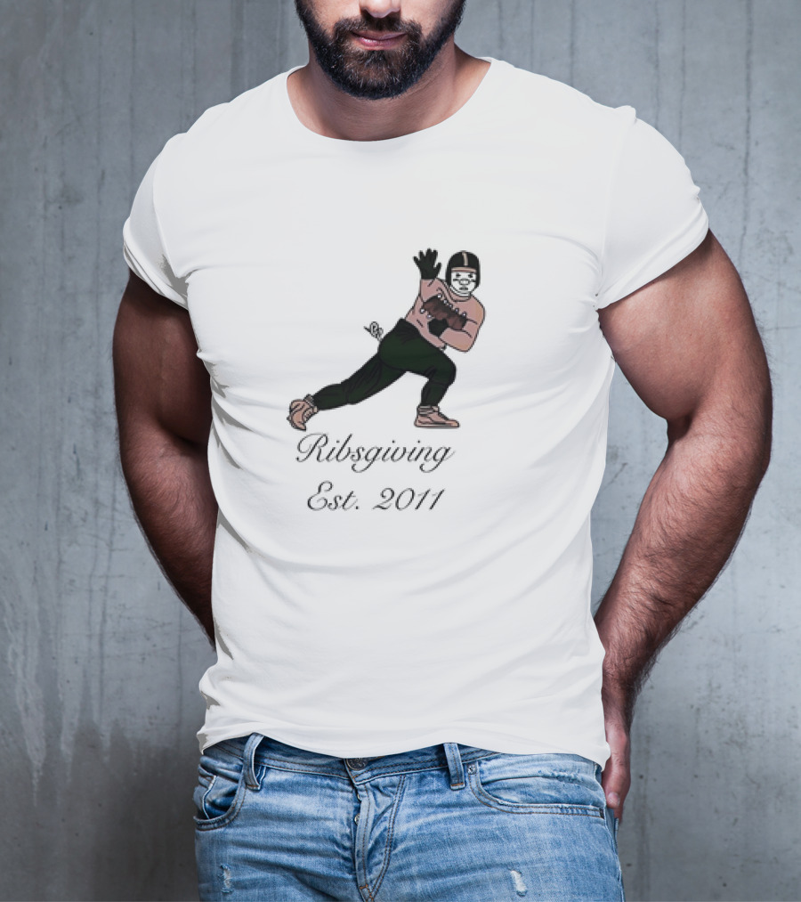 Green Pig Ribsgiving Est. 2011 Football Player T-Shirt