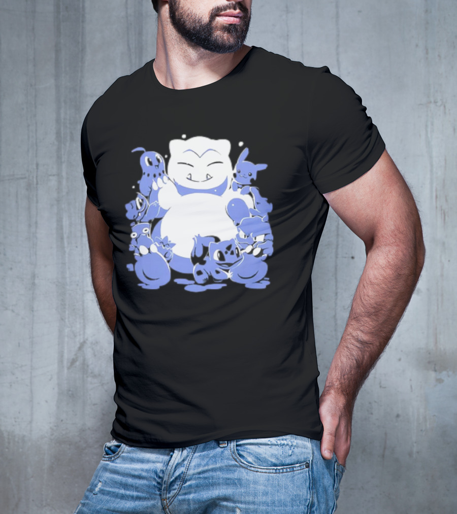 Snorlax Snowman Surrounded By Pokémon Snowlaxman T-Shirt