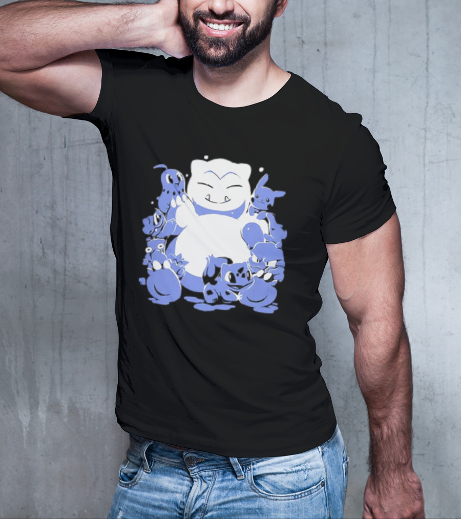 Snorlax Snowman Surrounded By Pokémon Snowlaxman T-Shirt