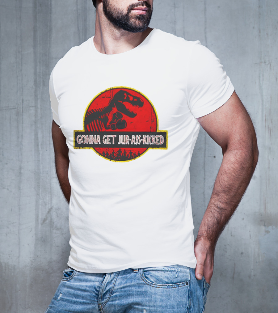 Gonna Get Jur-Ass-Kicked Dinosaur Boxing Red T-Shirt