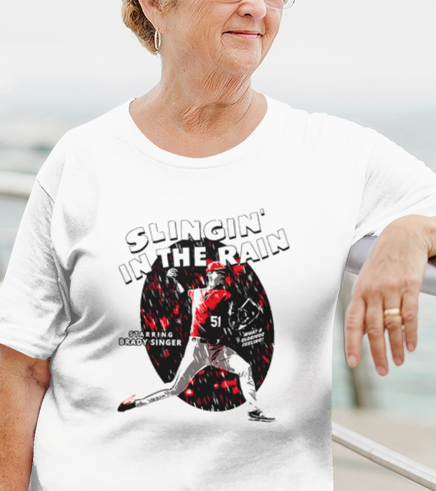 Slingin' In The Rain Starring Brady Singer Major League Royals T-Shirt