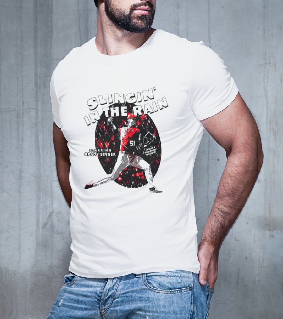 Slingin' In The Rain Starring Brady Singer Major League Royals T-Shirt