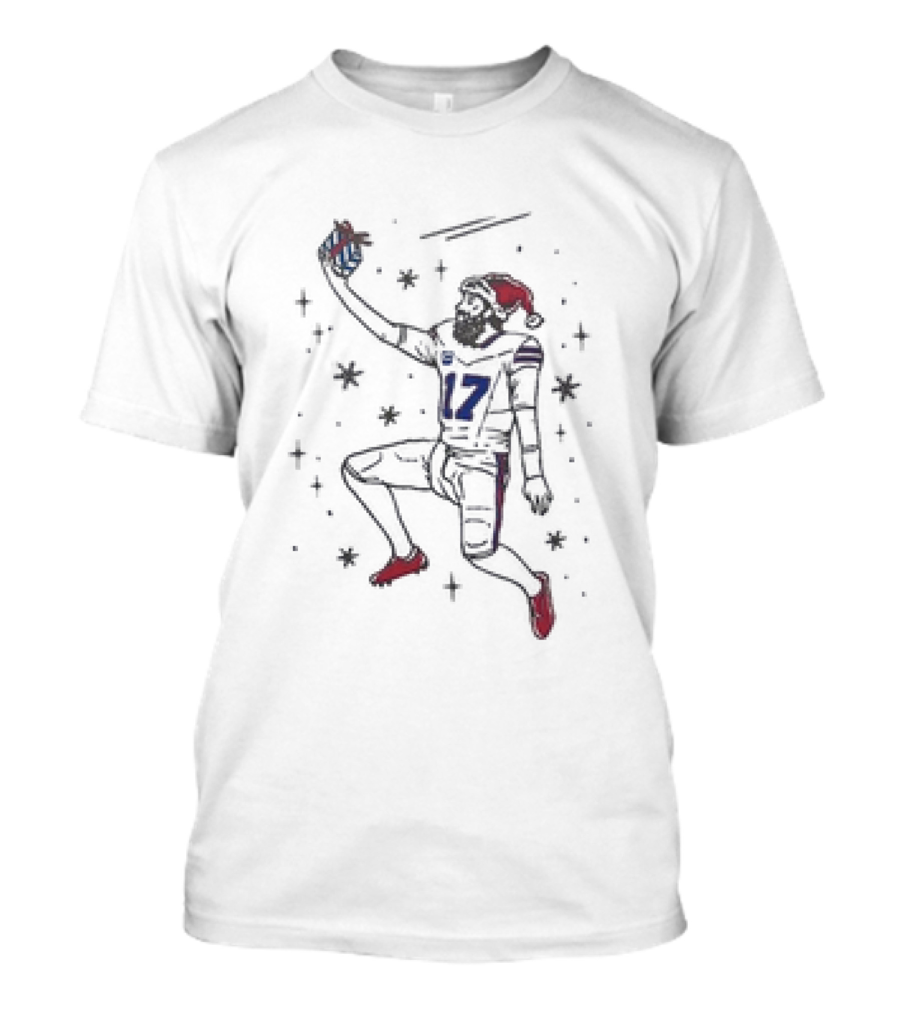 Santa Josh Allen Buffalo Bills Christmas Quarterback Football 17 T-Shirt