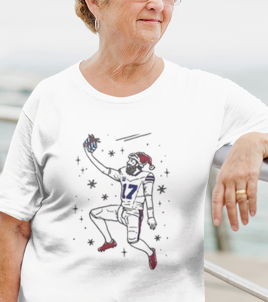 Santa Josh Allen Buffalo Bills Christmas Quarterback Football 17 T-Shirt