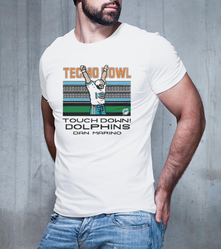 TECMO BOWL TOUCH DOWN DOLPHINS DAN MARINO VINTAGE MIAMI DOLPHINS T-Shirt