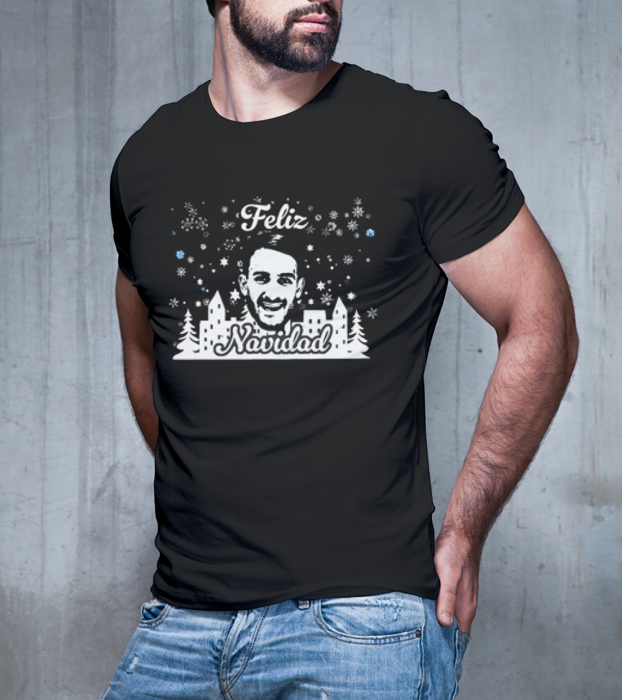 Feliz Navidad Pol Valentin Xmas Christmas Snowflakes Urban Scene T-Shirt