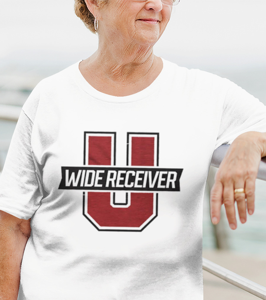 Wide Receiver U Football Inspired Logo Red And Black T-Shirt