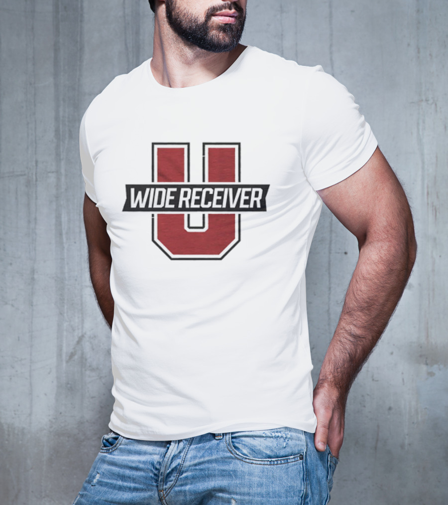 Wide Receiver U Football Inspired Logo Red And Black T-Shirt