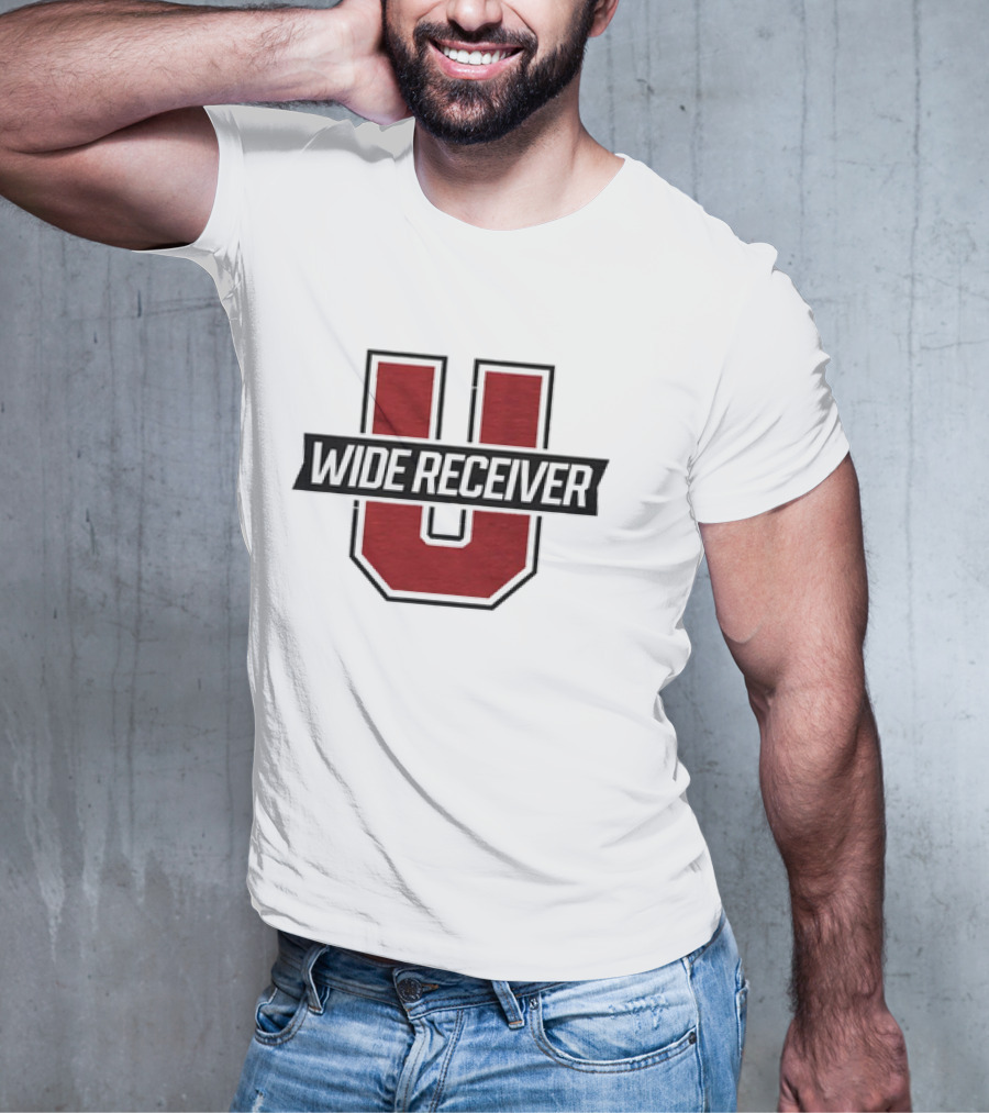 Wide Receiver U Football Inspired Logo Red And Black T-Shirt