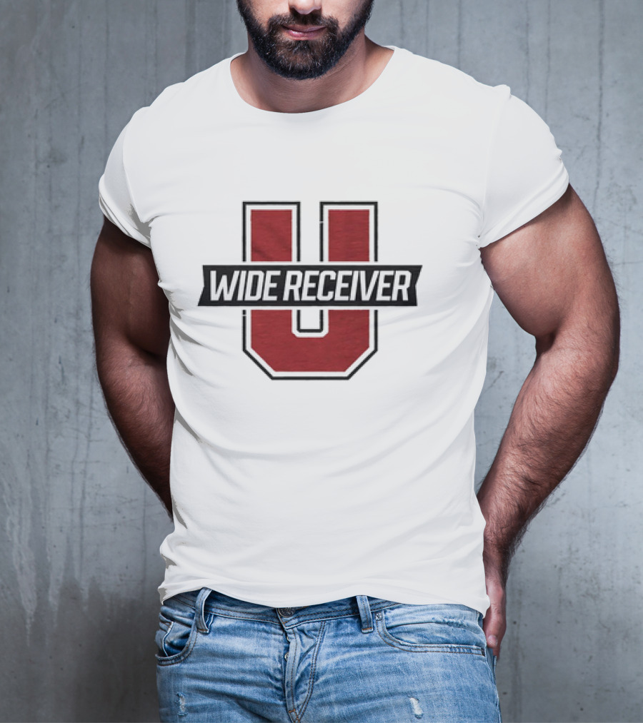Wide Receiver U Football Inspired Logo Red And Black T-Shirt